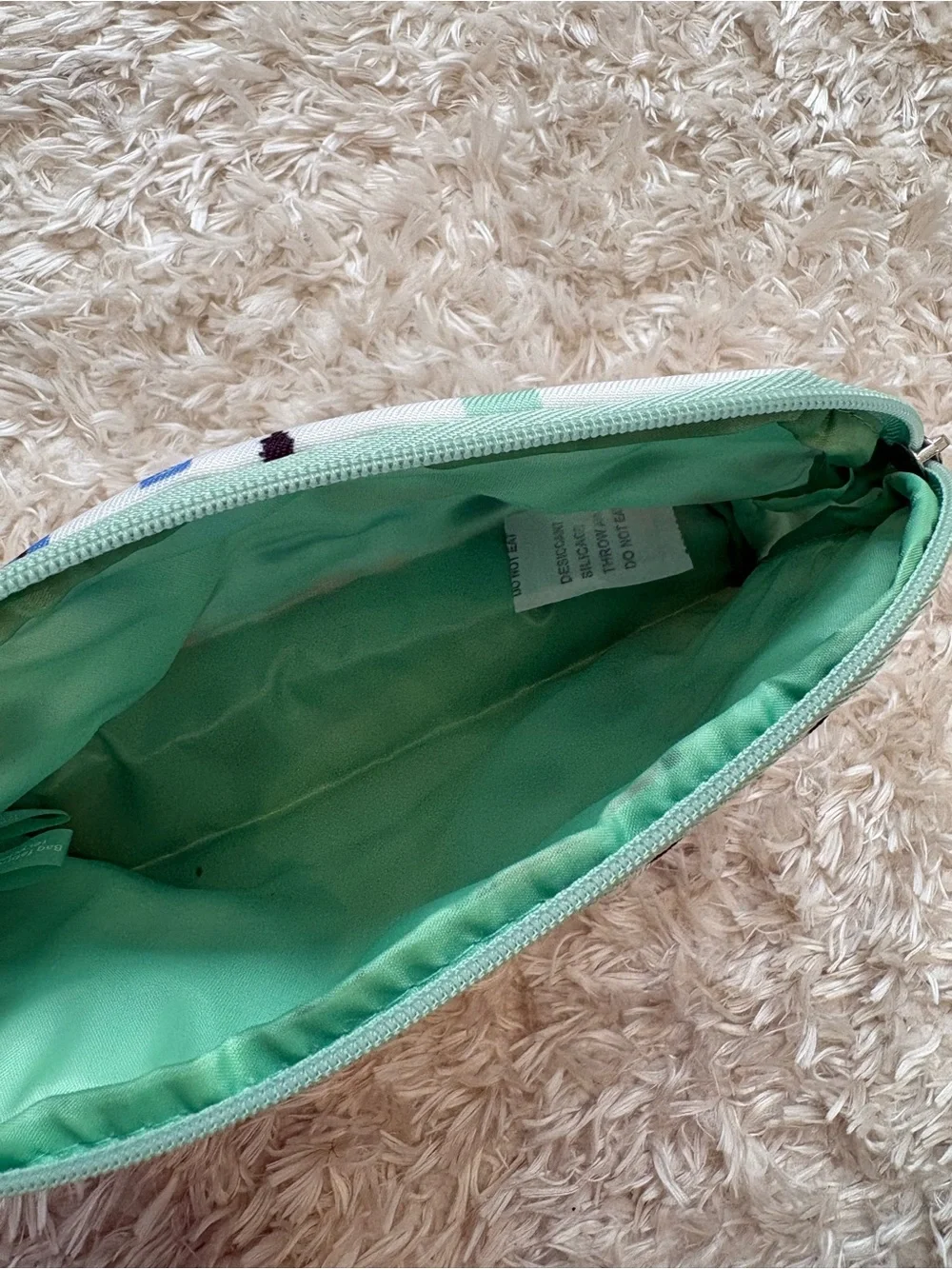 kate spade x Clinique Collab White Turquoise Multicolor Cosmetic Pouch Makeup